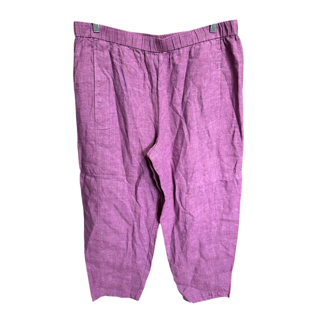Eileen Fisher Delave Cropped Lantern Pants Organic Linen Raspberry Size Large - Picture 3 of 9